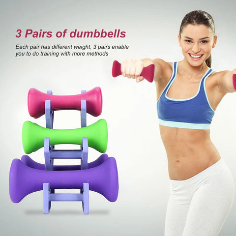 Hand Fitness Weights Set Holder Rack 2lb 3lb 5lb Bodybuilding Exercise Equipment Gym Weights