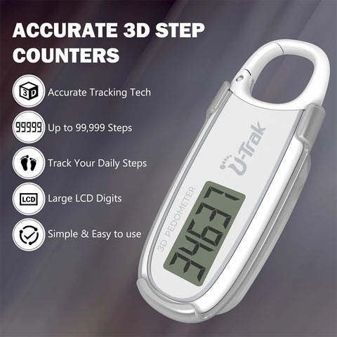 Large Screen 3D Pedometer Step Counter with Carabiner Compact Mini Step Counter Walking 3D Digital Pedometer For Exercise