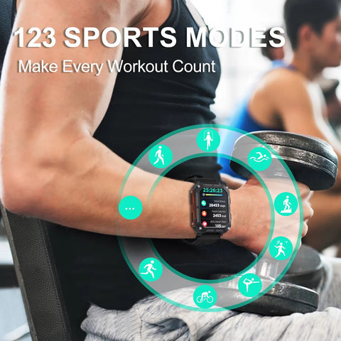C20Pro Sports Smart Watch Men Bluetooth Call Smartwatch IP68 Waterproof Multi Sports Mode Health Monitoring Military Smartwatch