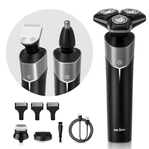 Sejoy KNIGHT Men's Electric Shaver kit Rechargeable Multi-functional Electric Hair Trimmer Razor Nose Trimmer Beard Hair Clipper