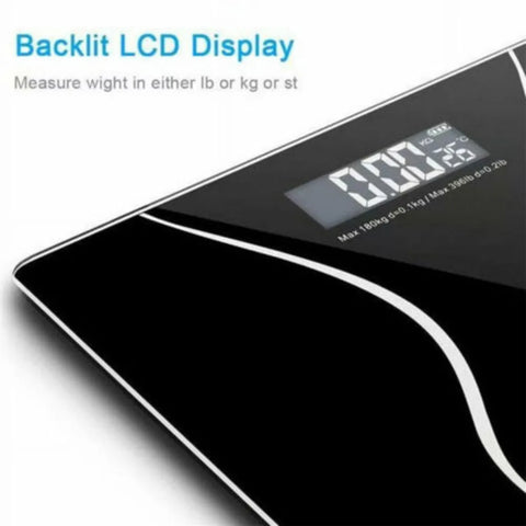 Digital Bathroom Scales 180KG Body Weight Weighing Scale LCD Electronic Black
