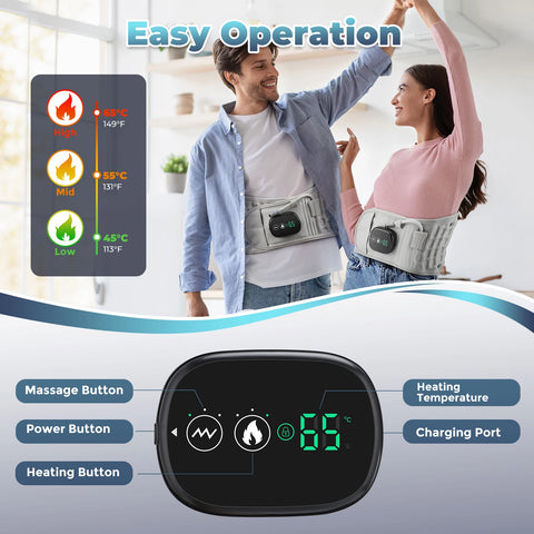 Inflatable Waist Belt Lumbar Decompression Protector Back Brace Heated Vibration Massage Waist Airbag Support Posture Correction