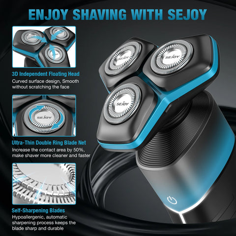 Sejoy KNIGHT Men's Electric Shaver kit Rechargeable Multi-functional Electric Hair Trimmer Razor Nose Trimmer Beard Hair Clipper
