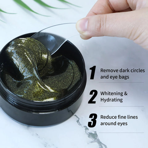 Ilisya-- Black Pearl Eye Mask  Gel Remove Dark Circles Anti-Puffiness Anti-Aging Moisturizing Eyes Care-60pcs