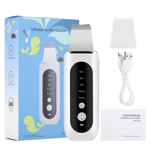 Ultrasonic Facial Shovel Cleanser Skin Scrubber Peeling Blackhead Remover Deep Face Cleaning Ultrasonic Ion Ance Pore Cleaner