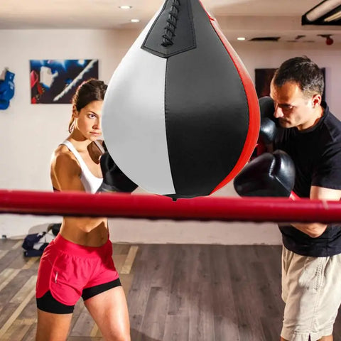 Boxing Speed Bag PU Leather Hanging Punching Ball Swivel Workout Speedball Kicking Platform Equipment MMA Training Speedball