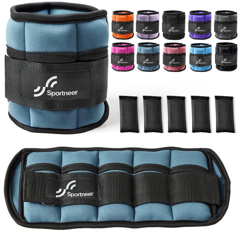 Sportneer Adjustable Ankle Weights 1Pair 10lb Leg Weight Straps for Women Men Weighted Ankle Weights Set for Gym Fitness Workout