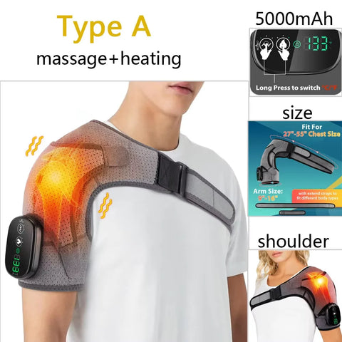 Electric Shoulder Heating Pad 3 Modes Vibration Shoulder Knee Elbow Relax Belt Big Area Thermal Massager Health Care