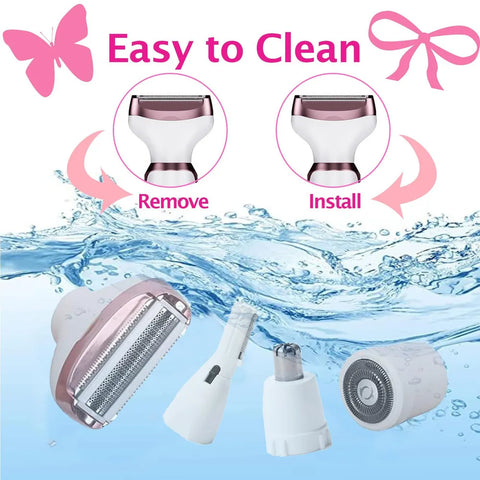 4 In 1 Electric Lady Shaver Rechargeable Painless Razor Bikini Trimmer Cordless