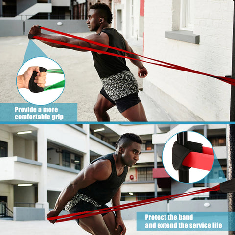 5 Packs Pull Up Assist Bands Set Resistance Loop Bands Powerlifting Workout Exercise Stretch Bands with Door Anchor and Handles