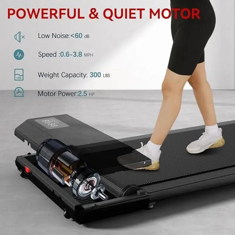 Superun 300 Ibs Weight Capacity 2.5 HP 2 in 1 Portable Treadmill for Home with Remote Control LED Display Walking Pad Treadmill