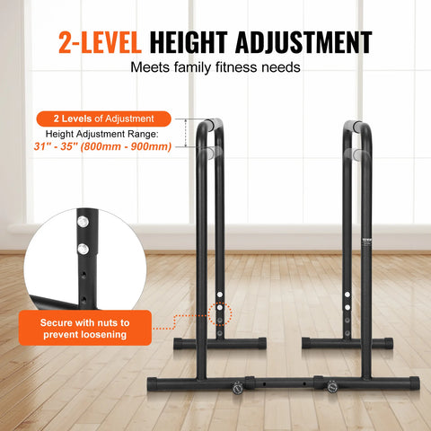 VEVOR Dip Bar 440/500lbs Capacity Heave Duty Dip Stand Station with Adjustable Height Fitness Workout Dip Bar Station Stabilizer