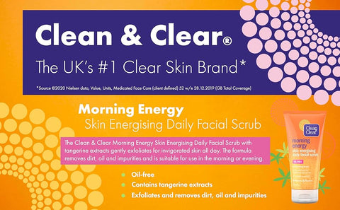 CLEAN & CLEAR Morning Energy Skin Energising Daily Facial Scrub 150ml 3 Packs