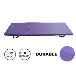 Folding Gymnastics Exercise Mat - Home Gym Mats with Carry Strap 5cm(2’’) Thick Foam Nonslip Soft PU Leather for Yoga
