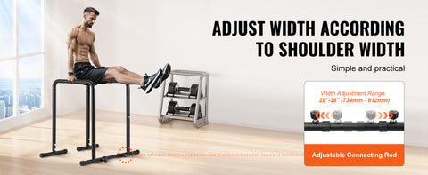 VEVOR Dip Bar 440/500lbs Capacity Heave Duty Dip Stand Station with Adjustable Height Fitness Workout Dip Bar Station Stabilizer
