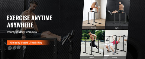 VEVOR Dip Bar 440/500lbs Capacity Heave Duty Dip Stand Station with Adjustable Height Fitness Workout Dip Bar Station Stabilizer