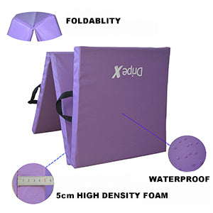 Folding Gymnastics Exercise Mat - Home Gym Mats with Carry Strap 5cm(2’’) Thick Foam Nonslip Soft PU Leather for Yoga