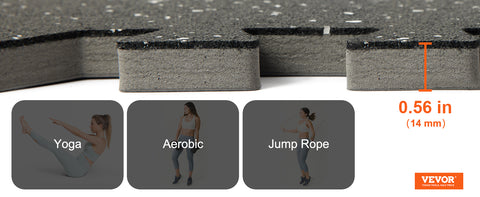 VEVOR 25/12/6 PCS 1/2 inch Thick Gym Floor Mats EVA Foam & Rubber Top Interlocking Workout Floor Mats Waterproof Exercise Mats